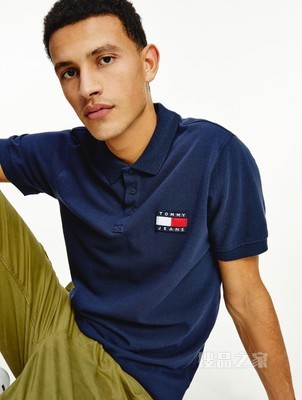 Tommy 男装经典青春流行珠地棉旗帜标识短袖POLO衫DM0DM10327