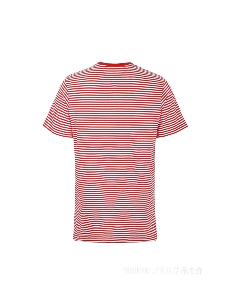 Tommy 男装春秋经典青春纯棉条纹圆领针织短袖T恤DM0DM05515