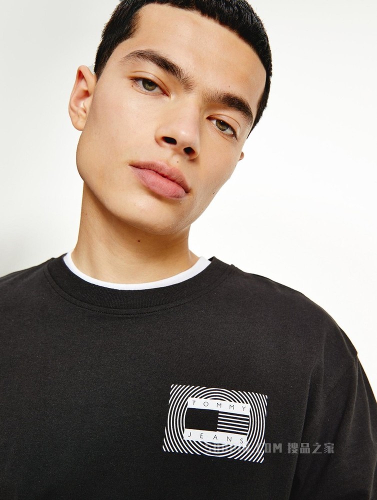 Tommy22新款春夏男女同款潮流纯棉字母印花旗标长袖T恤DM0DM12437
