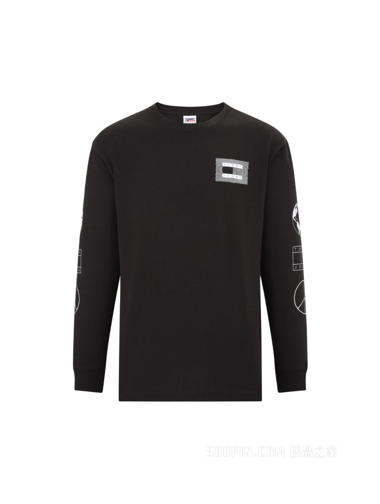 Tommy22新款春夏男女同款潮流纯棉字母印花旗标长袖T恤DM0DM12437