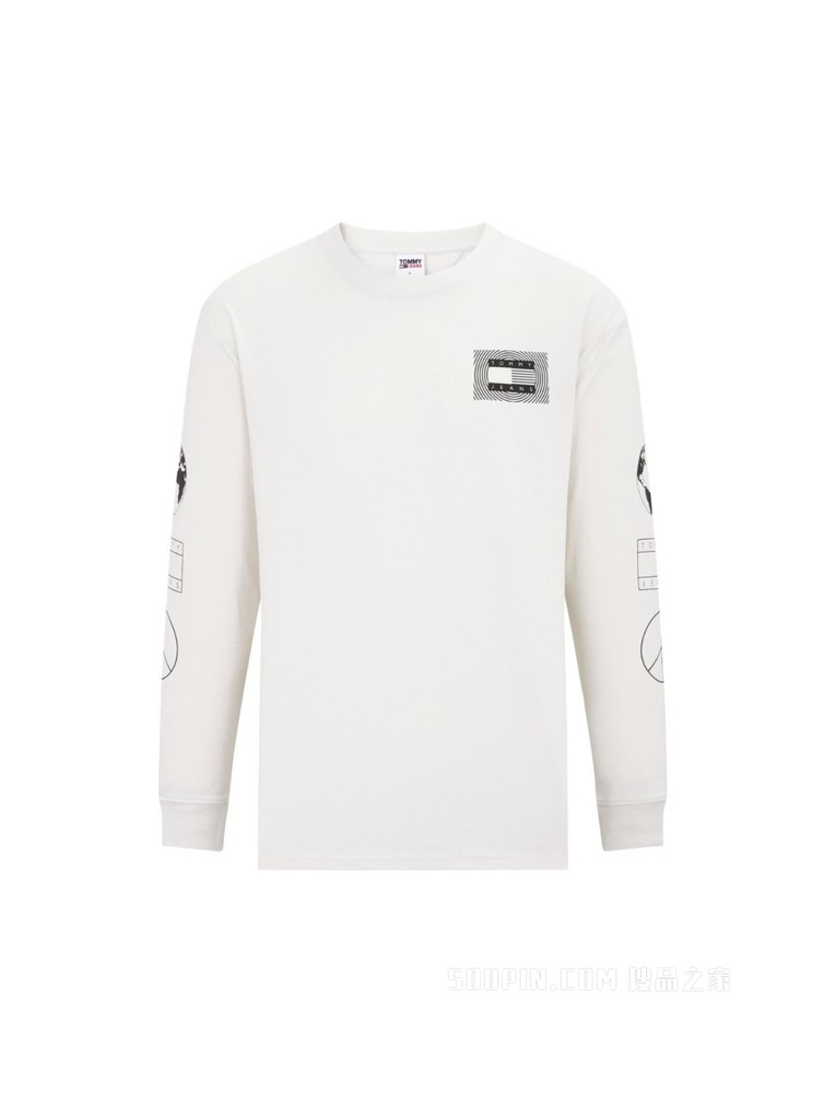 Tommy22新款春夏男女同款潮流纯棉字母印花旗标长袖T恤DM0DM12437