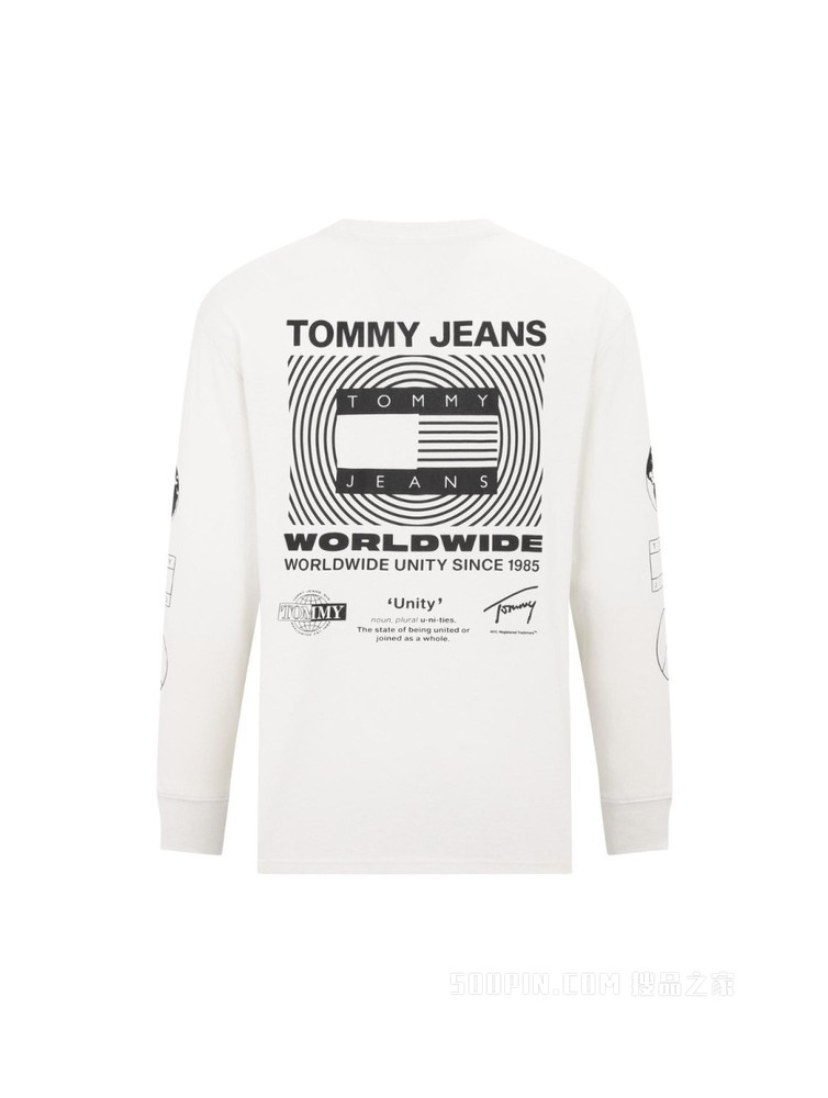 Tommy22新款春夏男女同款潮流纯棉字母印花旗标长袖T恤DM0DM12437