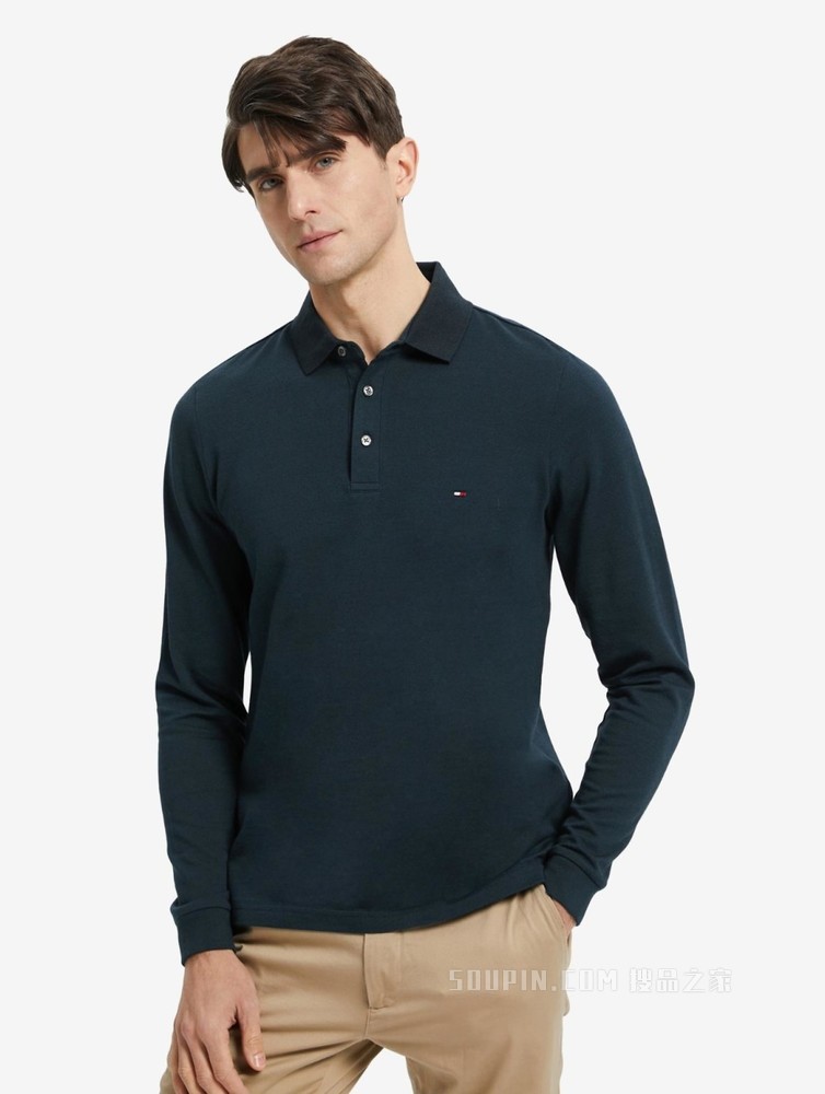 Tommy 22新款春夏男装休闲简约纯棉小绣标长袖POLO衫MW0MW22506