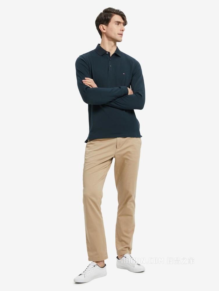 Tommy 22新款春夏男装休闲简约纯棉小绣标长袖POLO衫MW0MW22506