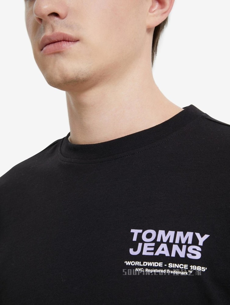 Tommy22新款春夏男女同款休闲纯棉字母印花圆领长袖T恤DM0DM12436