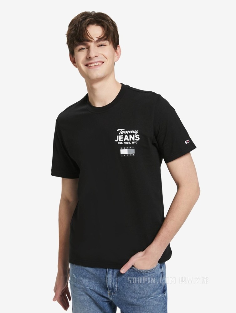 Tommy 22新款春夏男女同款时尚纯棉字母旗标印花短袖T恤13394
