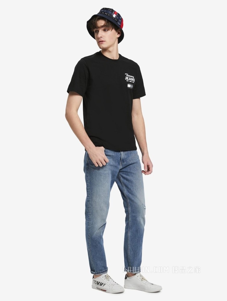 Tommy 22新款春夏男女同款时尚纯棉字母旗标印花短袖T恤13394