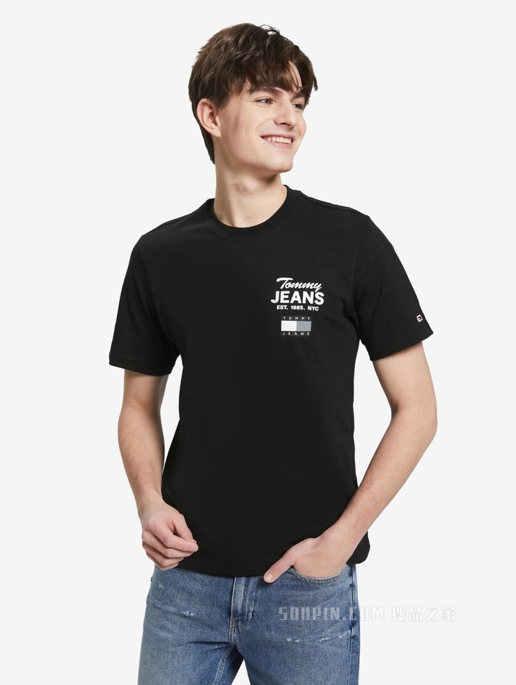 Tommy 22新款春夏男女同款时尚纯棉字母旗标印花短袖T恤13394
