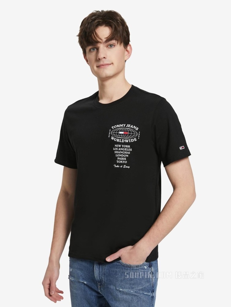 Tommy 22新款春夏男女同款休闲纯棉城市地标字母印花短袖T恤13395
