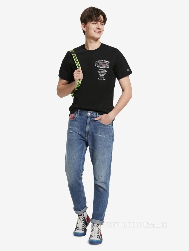 Tommy 22新款春夏男女同款休闲纯棉城市地标字母印花短袖T恤13395