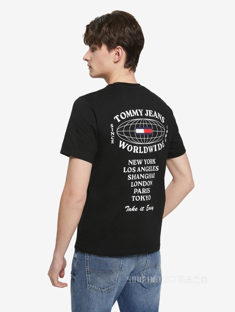 Tommy 22新款春夏男女同款休闲纯棉城市地标字母印花短袖T恤13395
