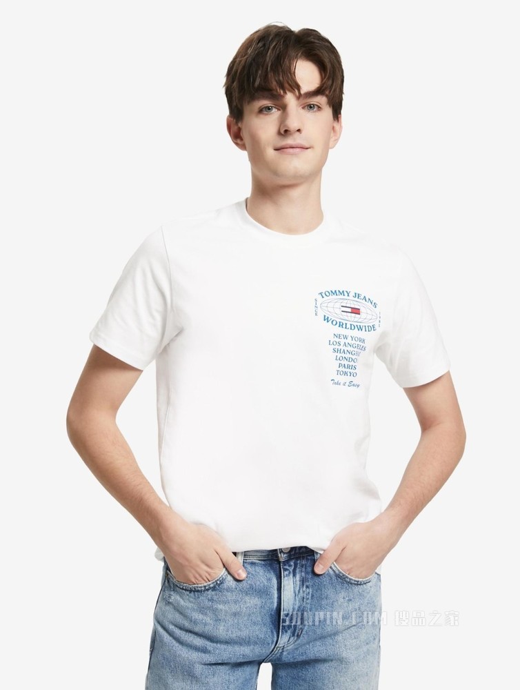 Tommy 22新款春夏男女同款休闲纯棉城市地标字母印花短袖T恤13395