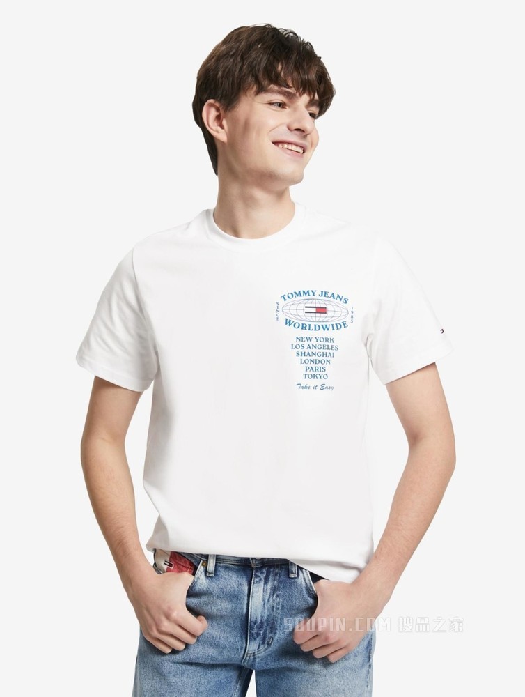 Tommy 22新款春夏男女同款休闲纯棉城市地标字母印花短袖T恤13395
