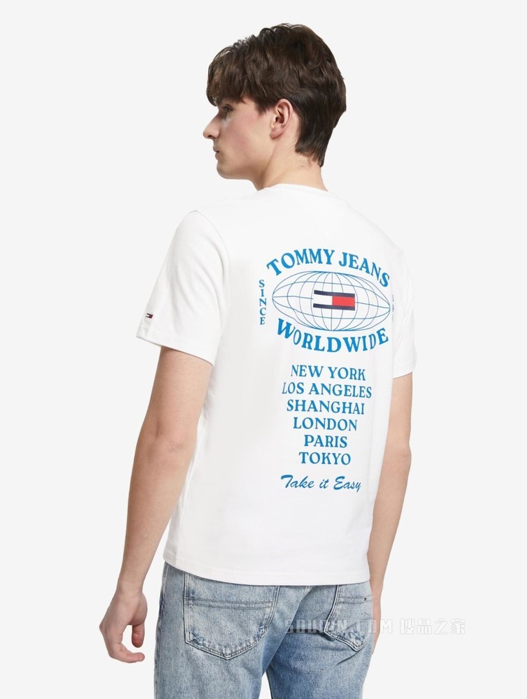 Tommy 22新款春夏男女同款休闲纯棉城市地标字母印花短袖T恤13395