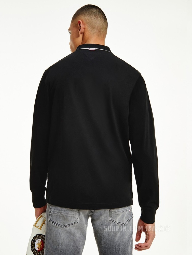 Tommy 22新款春季男装时尚潮流珠地棉金色刺绣长袖POLO衫22507