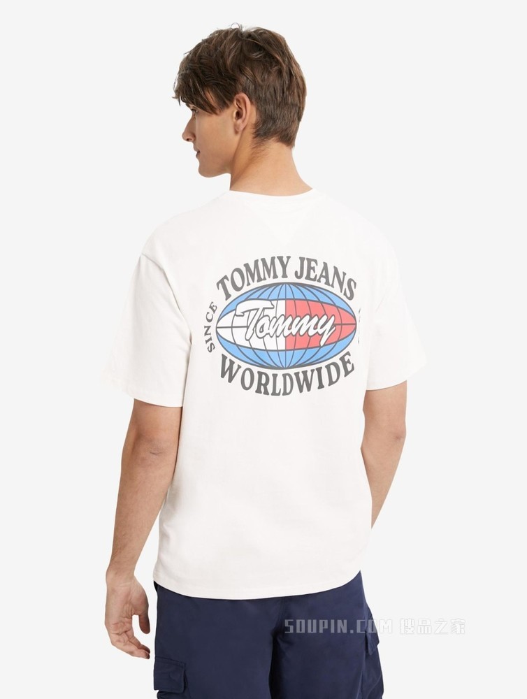 Tommy 22新款春夏男装经典时尚纯棉地球旗标印花短袖T恤13396