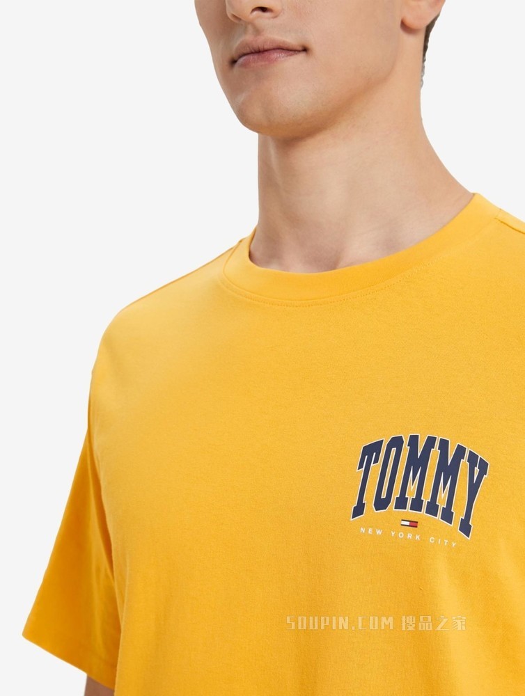 Tommy 22新款春夏男装休闲学院风纯棉拱形字母印花短袖T恤13397