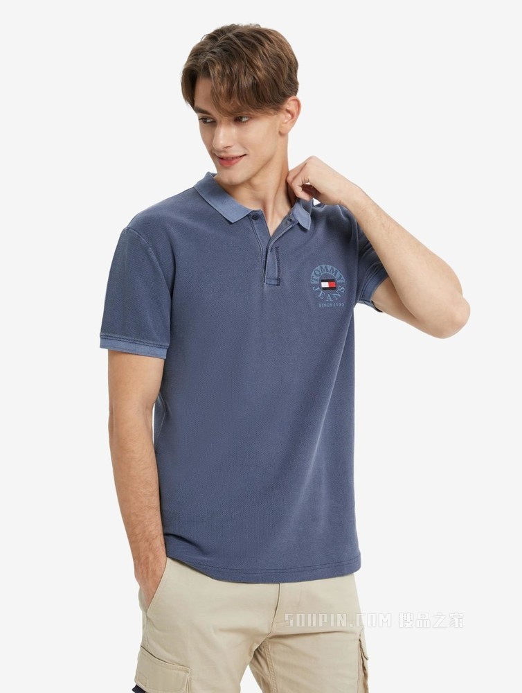 Tommy 22新款春夏男装经典珠地棉字母旗标刺绣短袖POLO衫12965