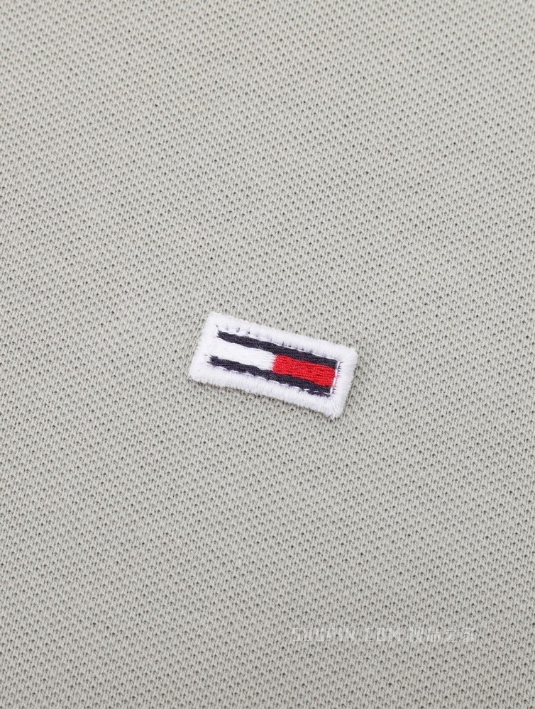 Tommy 22新款春夏男装珠地棉LOGO提花拉链半开襟短袖POLO衫12961