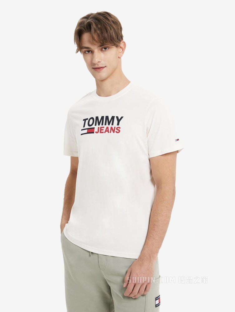 Tommy 22新款春夏男装时尚纯棉串色字母旗标印花圆领短袖T恤10103