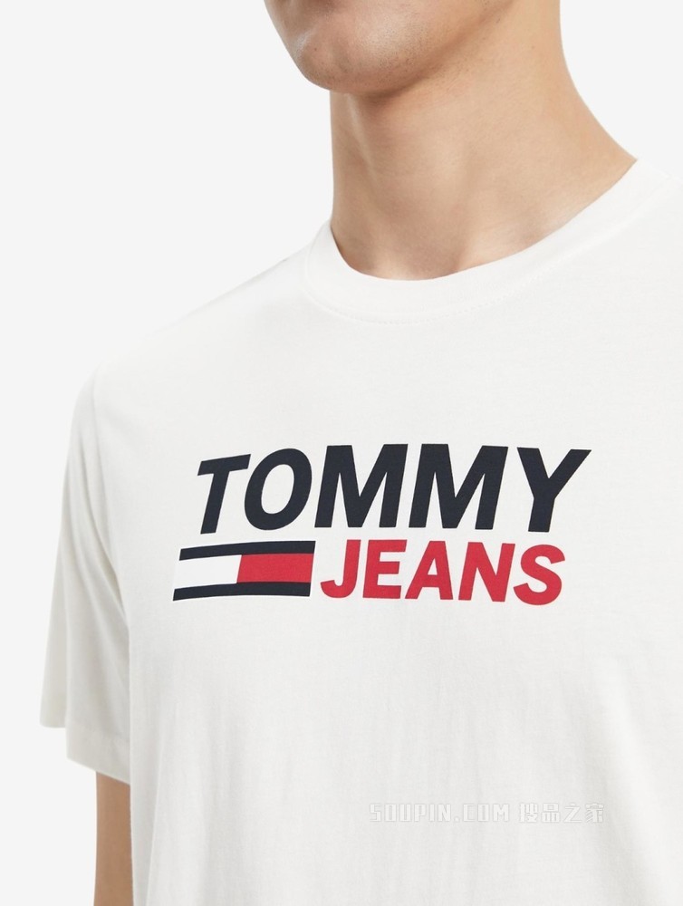 Tommy 22新款春夏男装时尚纯棉串色字母旗标印花圆领短袖T恤10103