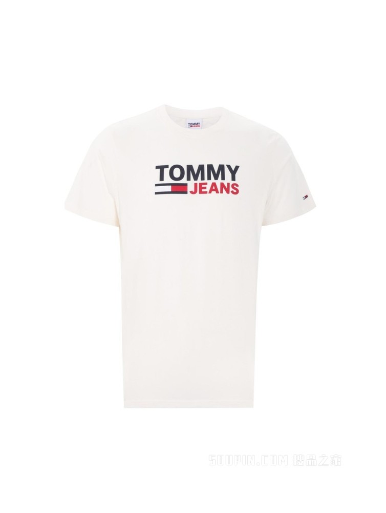 Tommy 22新款春夏男装时尚纯棉串色字母旗标印花圆领短袖T恤10103