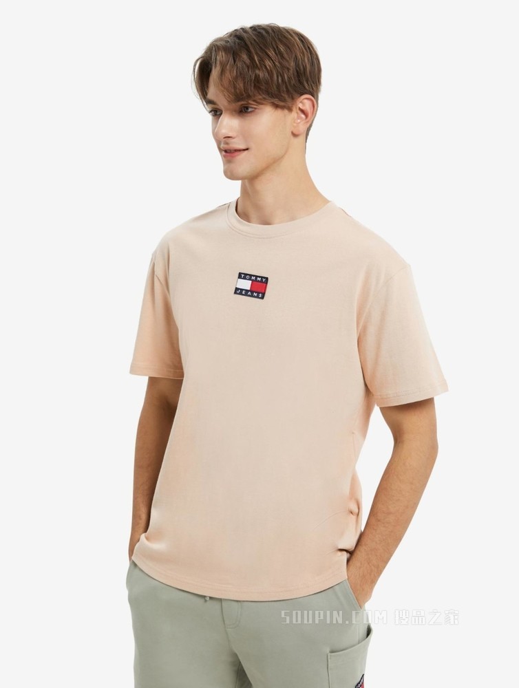 Tommy 22新款春夏男装经典纯棉旗标绣片圆领短袖T恤DM0DM10925