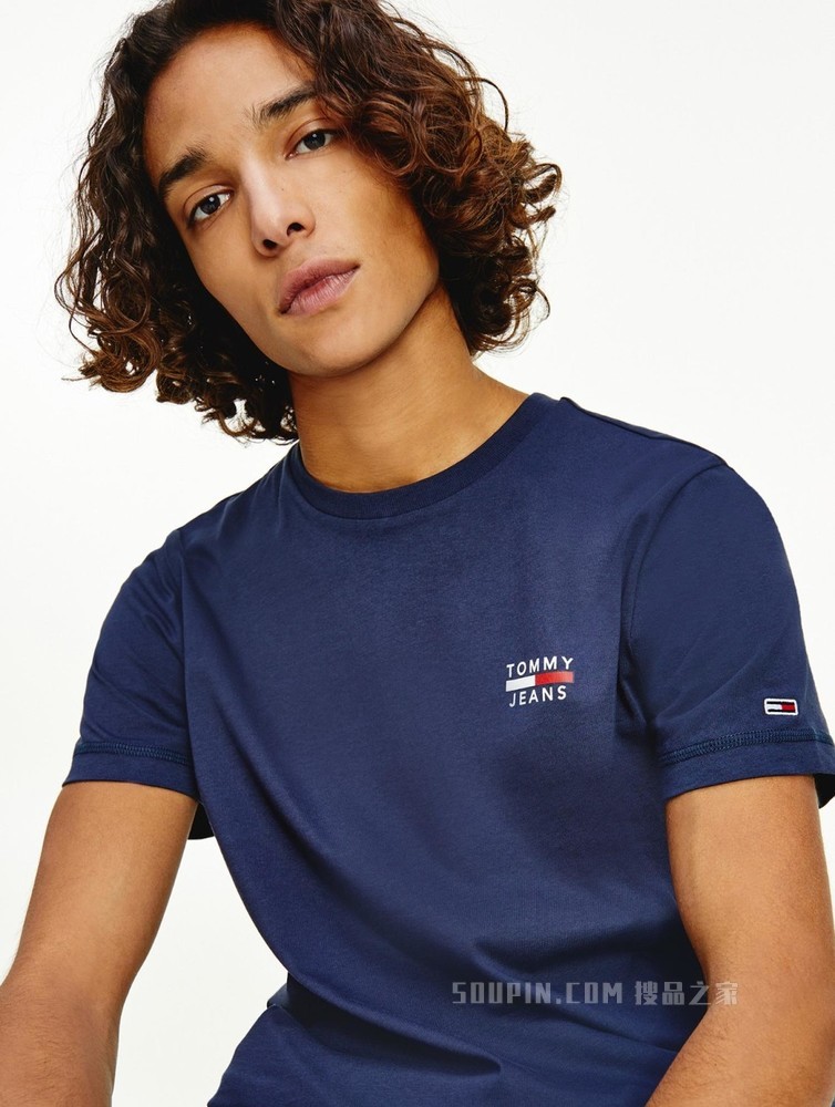Tommy 22新款春夏男装休闲纯棉印花圆领修身短袖T恤DM0DM10099