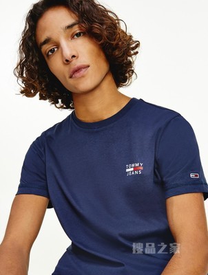 Tommy 22新款春夏男装休闲纯棉印花圆领修身短袖T恤DM0DM10099