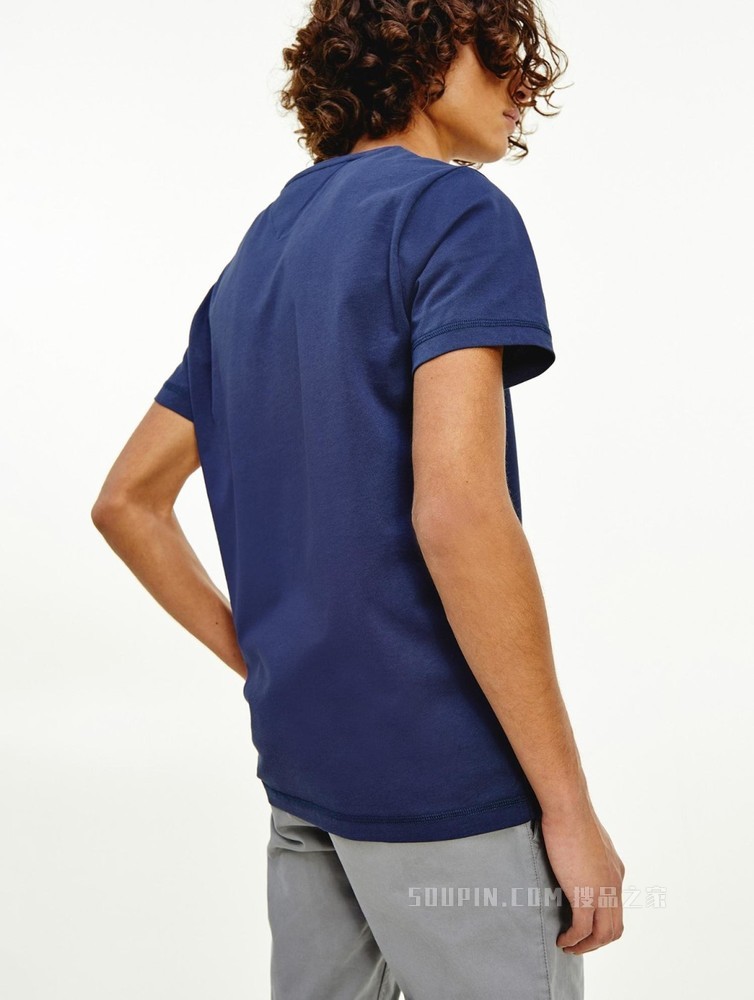 Tommy 22新款春夏男装休闲纯棉印花圆领修身短袖T恤DM0DM10099