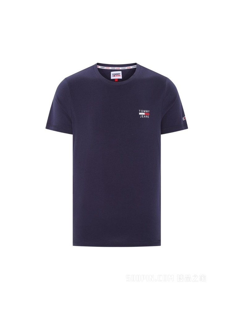 Tommy 22新款春夏男装休闲纯棉印花圆领修身短袖T恤DM0DM10099