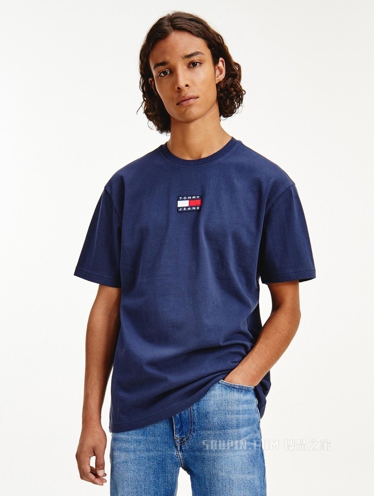 Tommy 22新款春夏男装经典纯棉旗标绣片圆领短袖T恤DM0DM10925