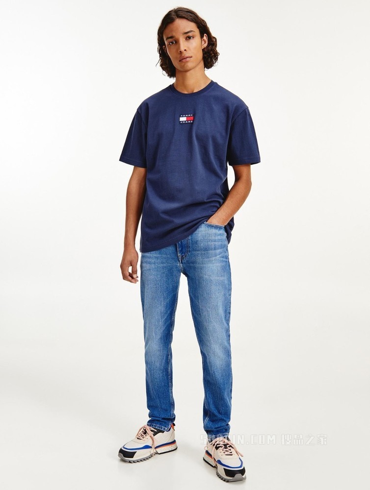 Tommy 22新款春夏男装经典纯棉旗标绣片圆领短袖T恤DM0DM10925