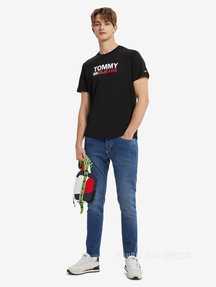Tommy 22新款春夏男装时尚纯棉串色字母旗标印花圆领短袖T恤10103