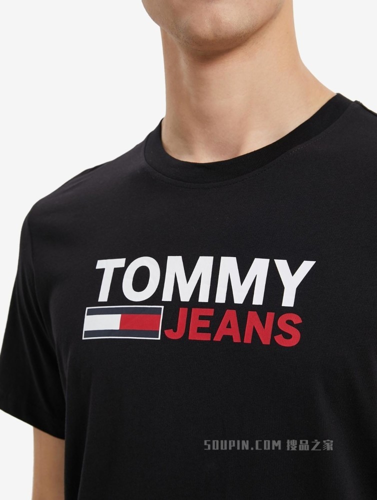 Tommy 22新款春夏男装时尚纯棉串色字母旗标印花圆领短袖T恤10103