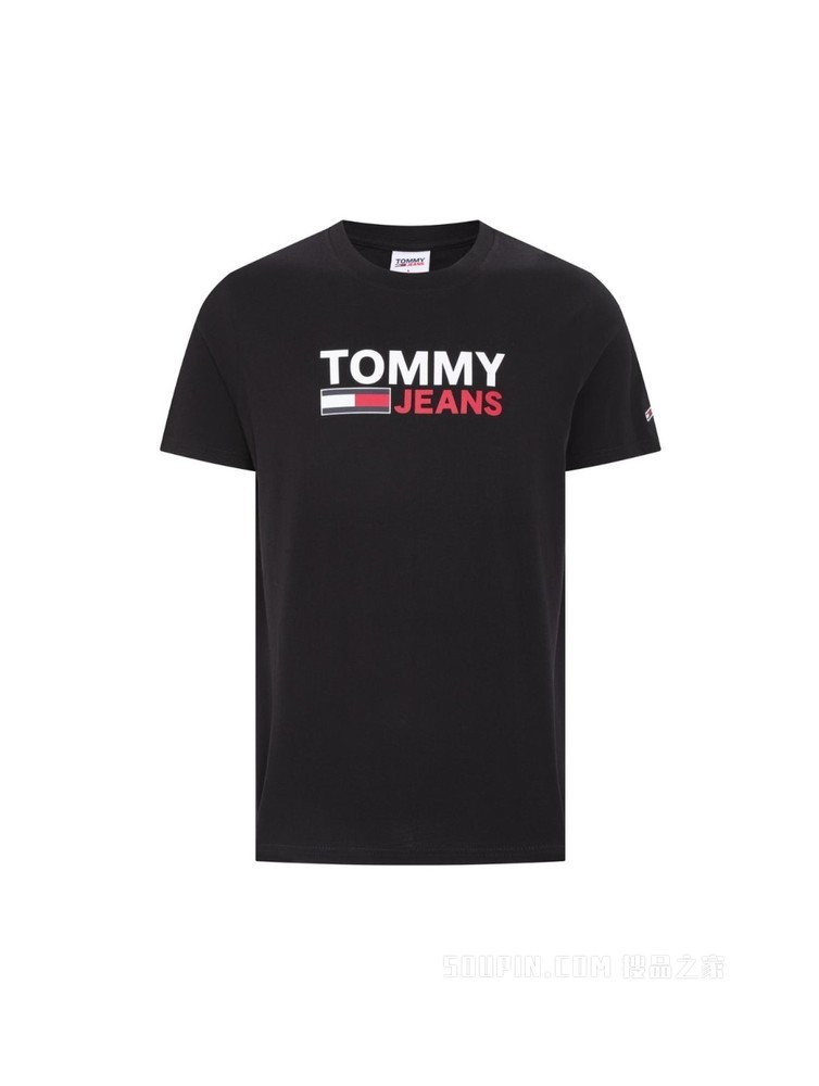 Tommy 22新款春夏男装时尚纯棉串色字母旗标印花圆领短袖T恤10103