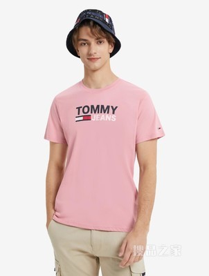 Tommy 22新款春夏男装时尚纯棉串色字母旗标印花圆领短袖T恤10103