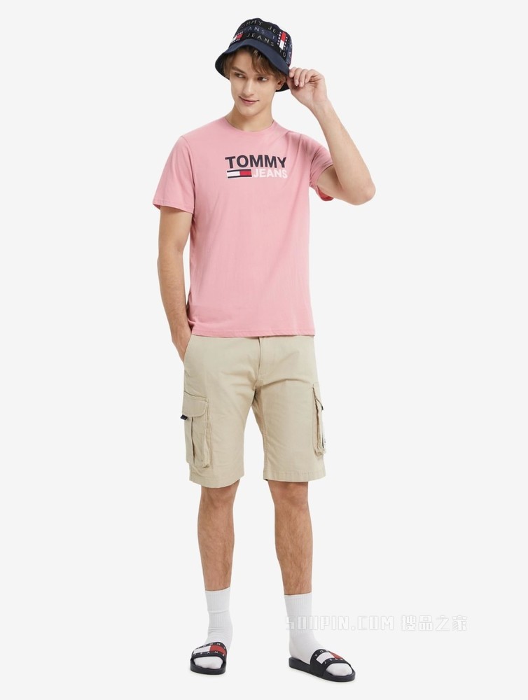 Tommy 22新款春夏男装时尚纯棉串色字母旗标印花圆领短袖T恤10103