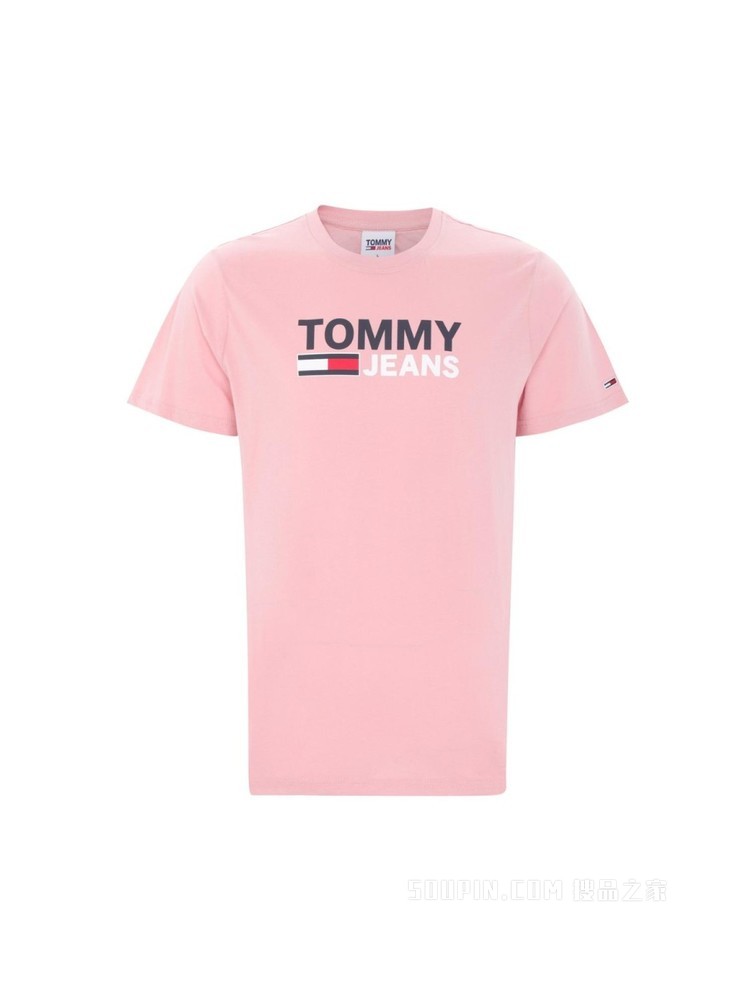 Tommy 22新款春夏男装时尚纯棉串色字母旗标印花圆领短袖T恤10103