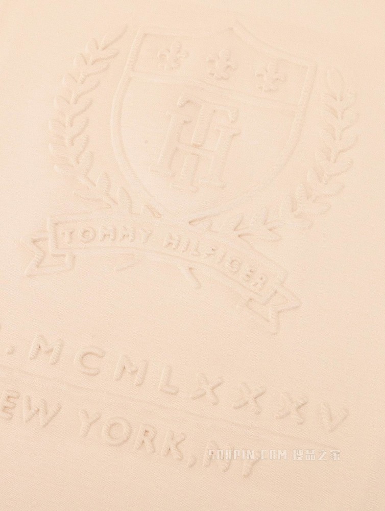 Tommy 22新款春夏男装时尚浮雕字母徽章压纹LOGO圆领短袖T恤25056
