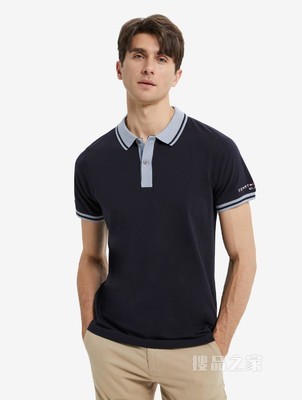 Tommy 22新款春夏男装时尚纯棉刺绣镶边翻领修身短袖POLO衫24597