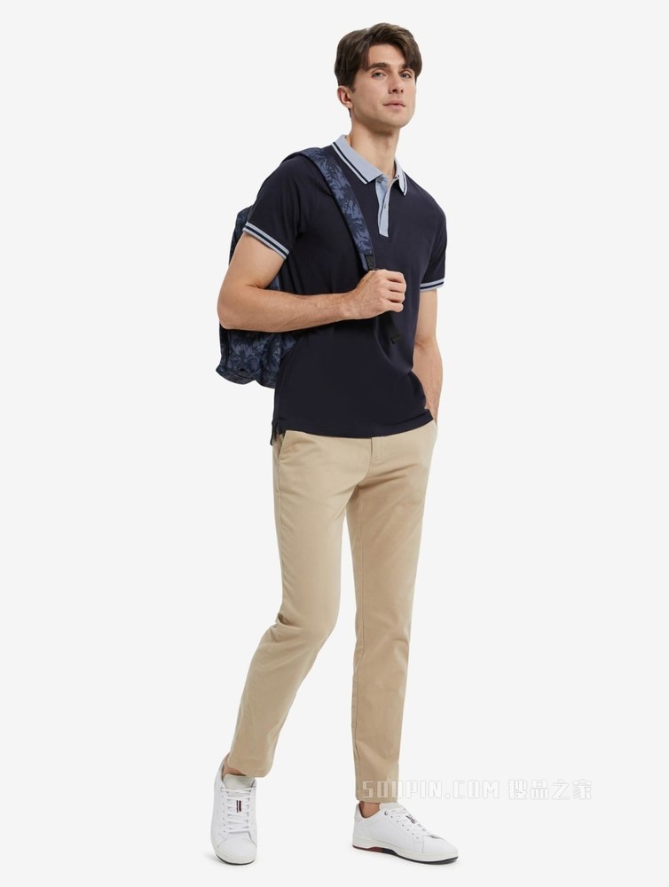 Tommy 22新款春夏男装时尚纯棉刺绣镶边翻领修身短袖POLO衫24597