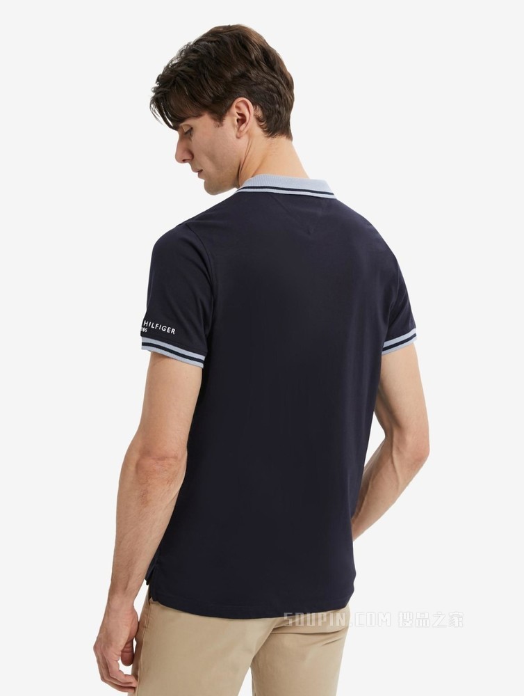 Tommy 22新款春夏男装时尚纯棉刺绣镶边翻领修身短袖POLO衫24597