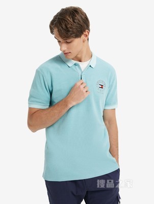 Tommy 22新款春夏男装经典珠地棉字母旗标刺绣短袖POLO衫12965