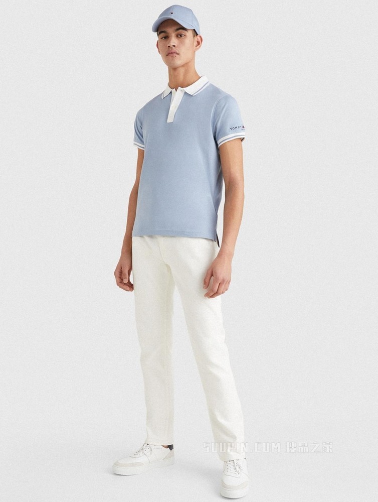 Tommy 22新款春夏男装时尚纯棉刺绣镶边翻领修身短袖POLO衫24597