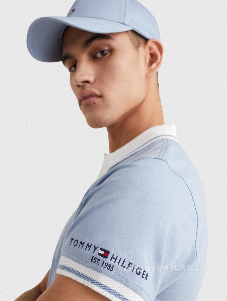 Tommy 22新款春夏男装时尚纯棉刺绣镶边翻领修身短袖POLO衫24597