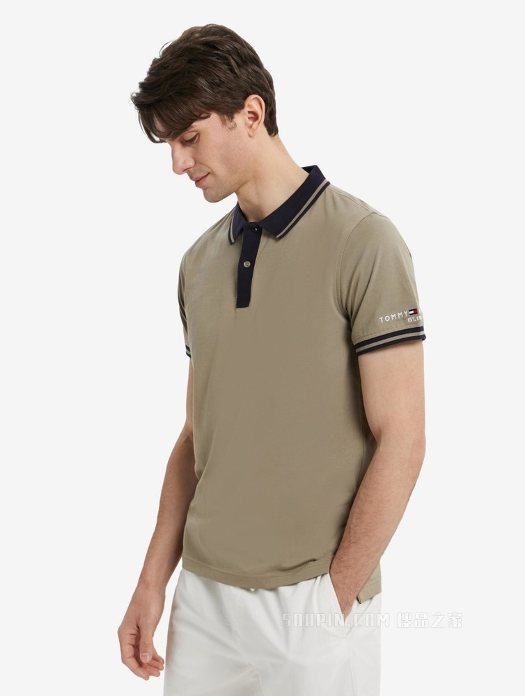 Tommy 22新款春夏男装时尚纯棉刺绣镶边翻领修身短袖POLO衫24597