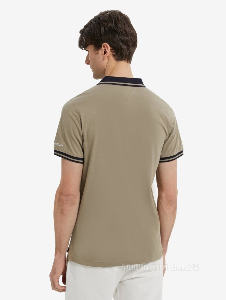 Tommy 22新款春夏男装时尚纯棉刺绣镶边翻领修身短袖POLO衫24597