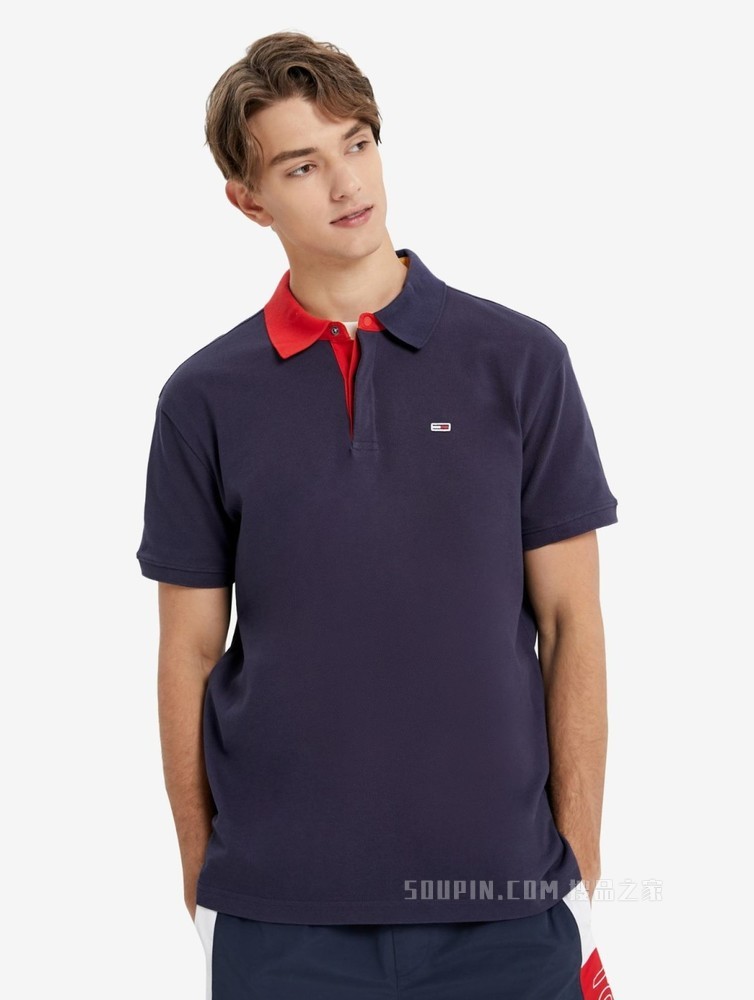 Tommy 22新款春夏男装时尚珠地棉撞色翻领宽松短袖POLO衫12967