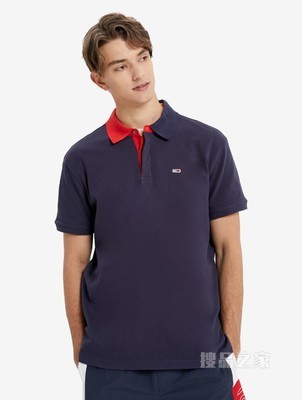 Tommy 22新款春夏男装时尚珠地棉撞色翻领宽松短袖POLO衫12967